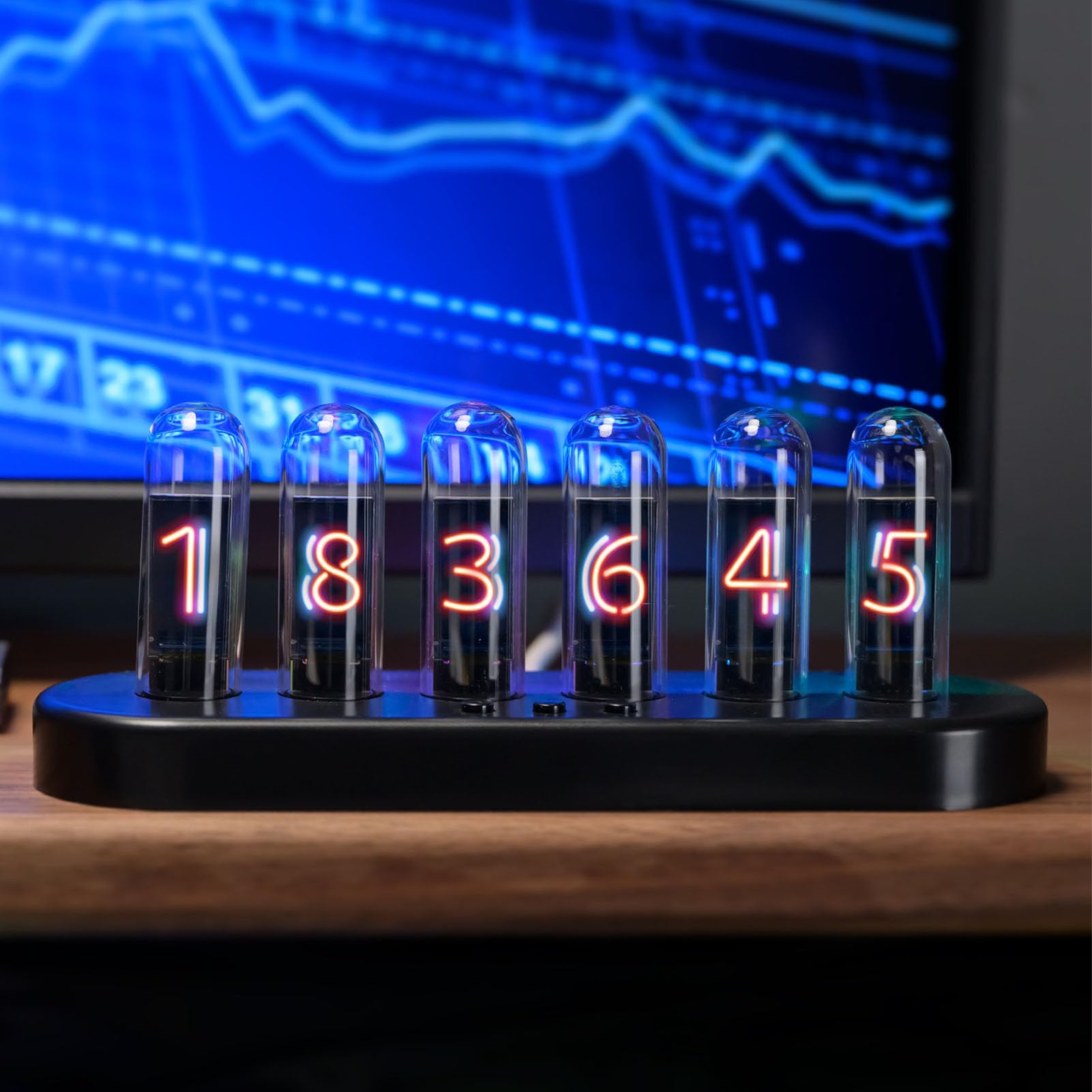 Eujgoov Horloge à Tube Lumineux avec écran IPS, Lumière Ambiante RVB et