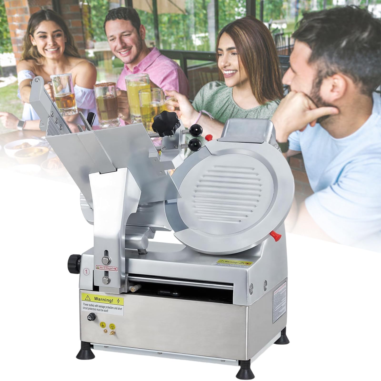 asdchZen Deli Meat Cheese Ham Slicer, Electric Meat Slicer 12-Inch Stainless Steel Blade, Commercial Meat Slicer Restaurant And Home Use