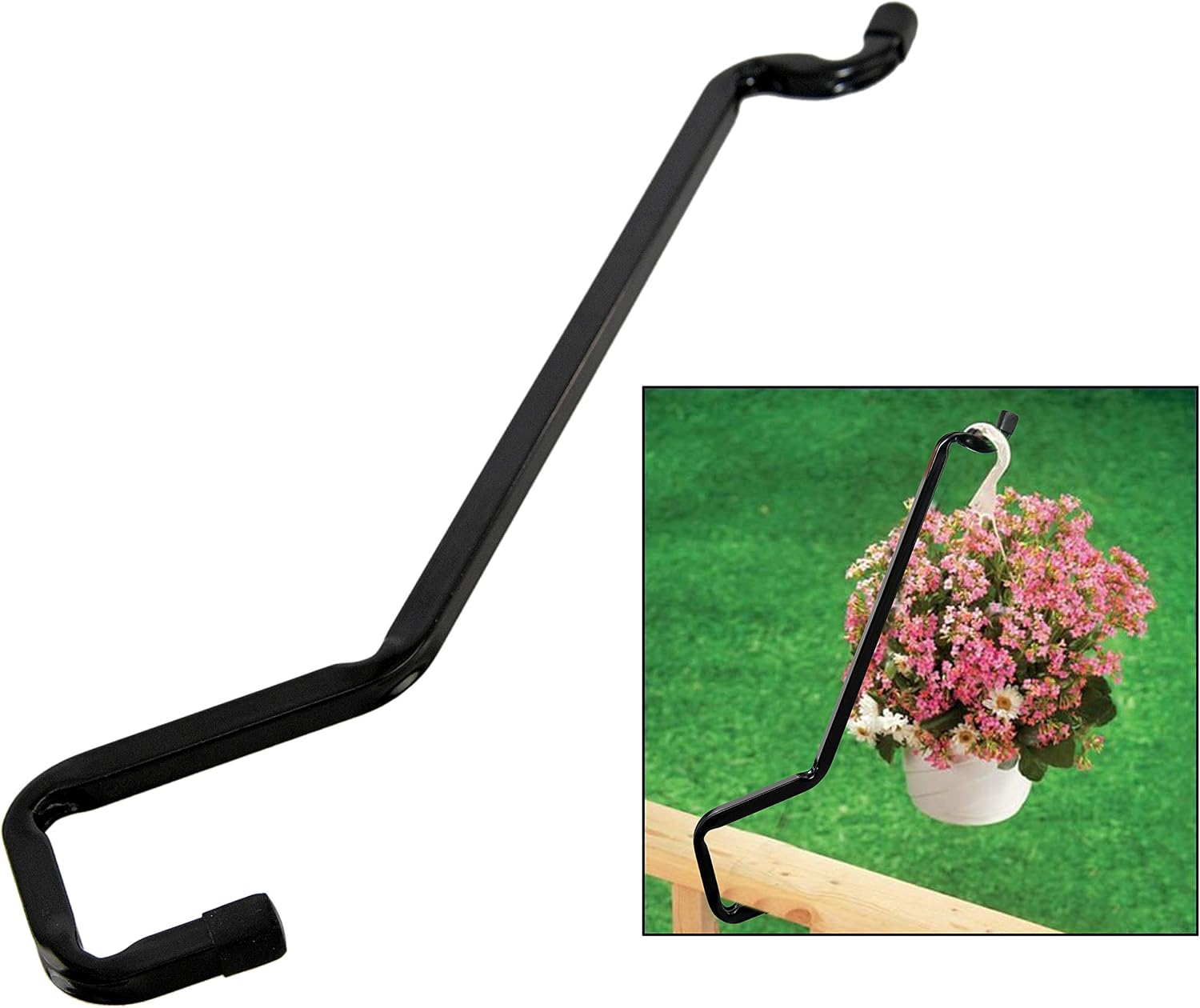 HOME-X 23” Angled Deck Hanger, Black, Fits 2” x 4” Deck Railings