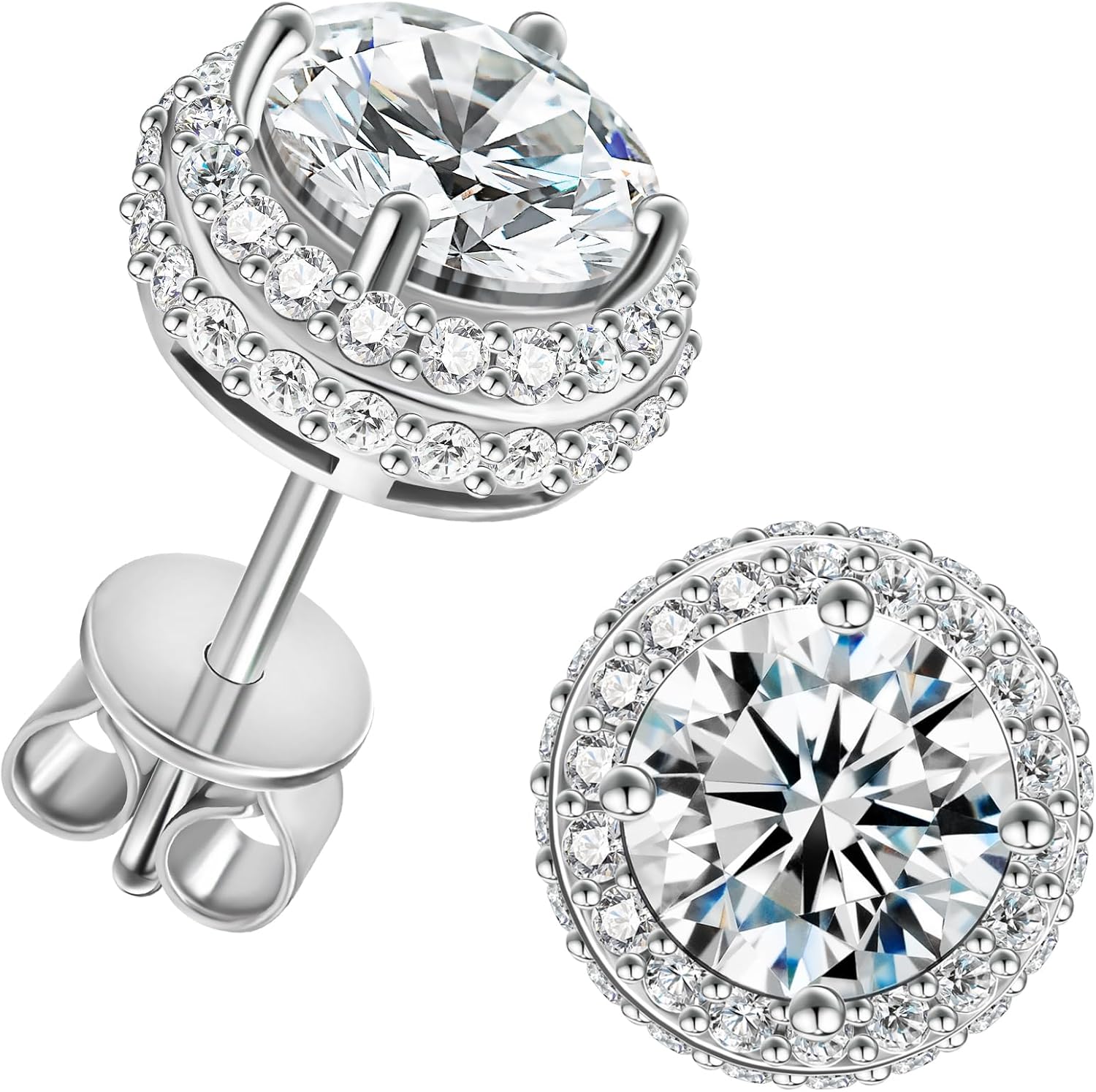 ABSOLUTE Moissanite Earrings Studs for Womens 2 Carat S925 Sterling Silver Stud Earrings D Color VVS1 Clarity