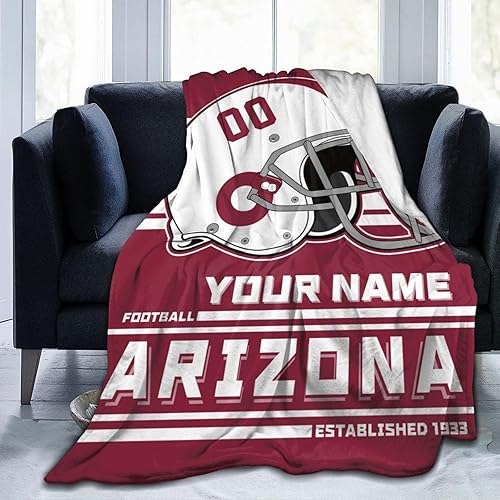 Nmdswov Arizona - Manta personalizada con estilo de fútbol, con cualquier nombre y número, regalos para hombres, mujeres, jóvenes, fanáticos, 30 x