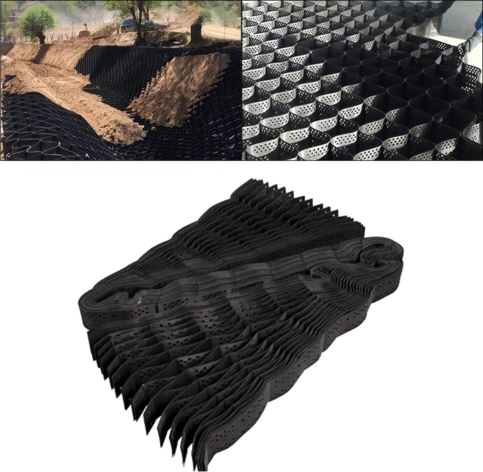 TONGMO Geogrid Gravel Grid 9x17 ft, 2 Inch Thick Geocell Ground Grid, Expansion& Foldable Gravel Stabilizer Grid, Gravel Ground Grid for Slope, Subgrade Work, Driveways, Parking Areas...