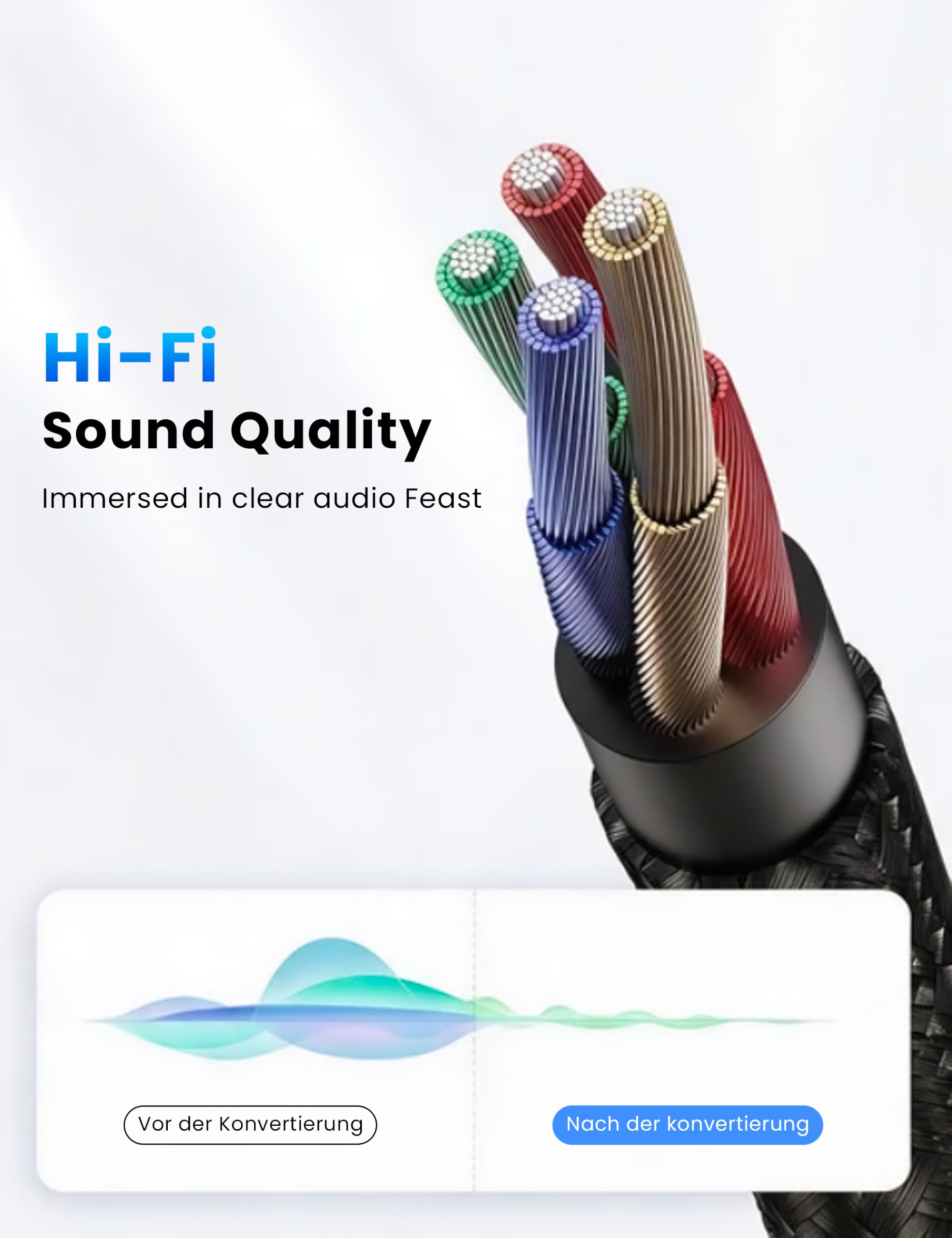 Fidioto Kopfhörer-Mikrofon-Splitter für Computer, geflochtene 3,5-mm-Buchse auf Dual-Stecker, Audio-Splitter-Kabel-Adapter für Gaming-Headset, Kopfhörer, Lautsprecher, Laptop, 2 Stück