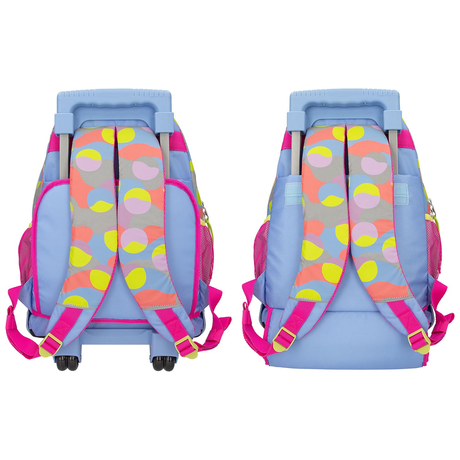 Depesche 12770 TOPModel Flash - Mochila escolar con diseño de modelo y diseño gráfico colorido en material reflectante, bolsa de escuela con asa telescópica y ruedas