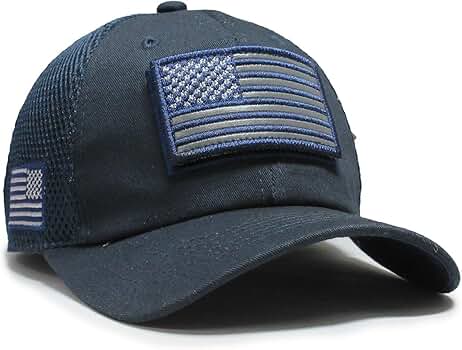 USA Flag Navy Blue Color Hat Detachable Patch Micro Mesh