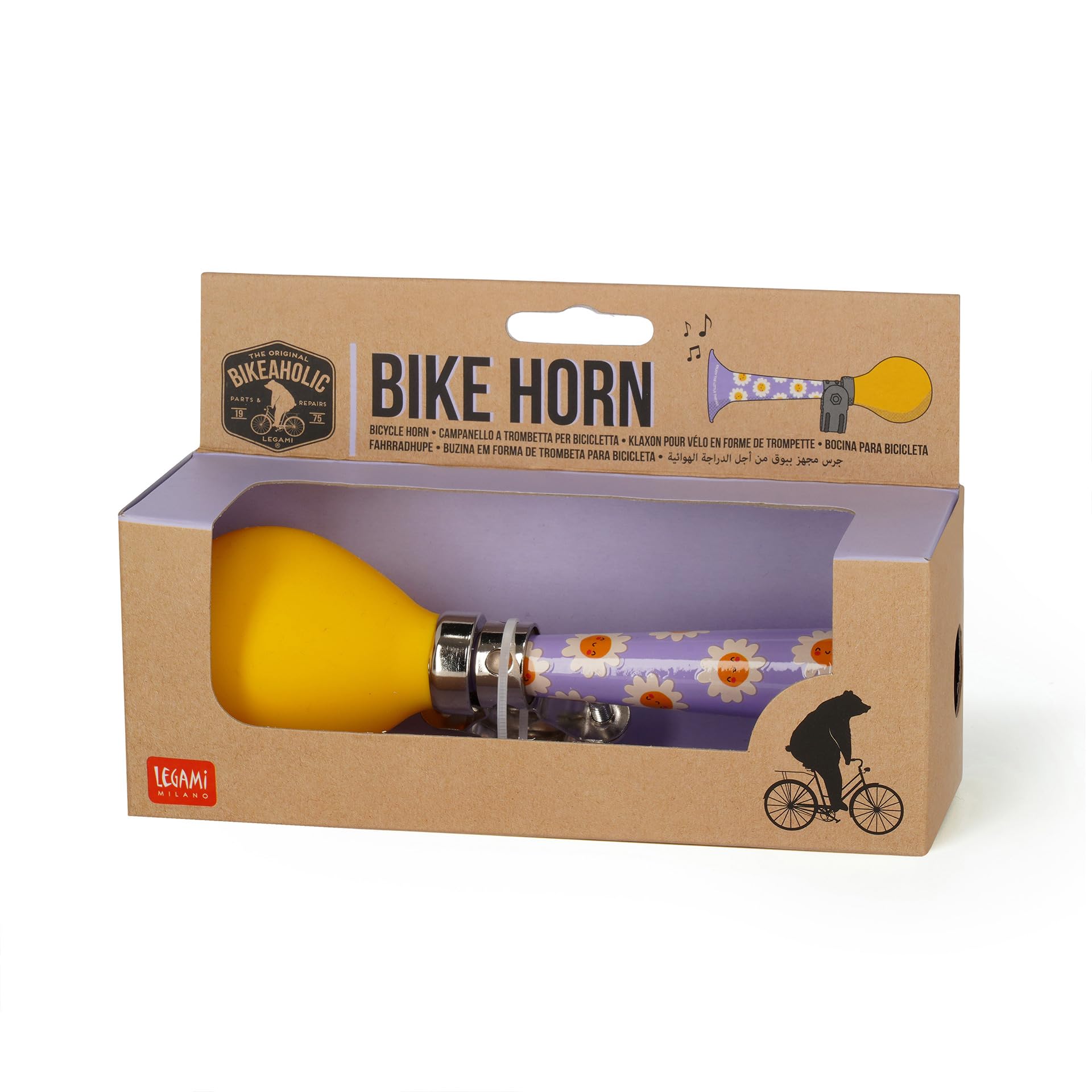 Legami Dzwonek rowerowy Horn, klakson rowerowy, klakson rowerowy dla dzieci, wytrzymały, motyw Daisy Youth Unisex