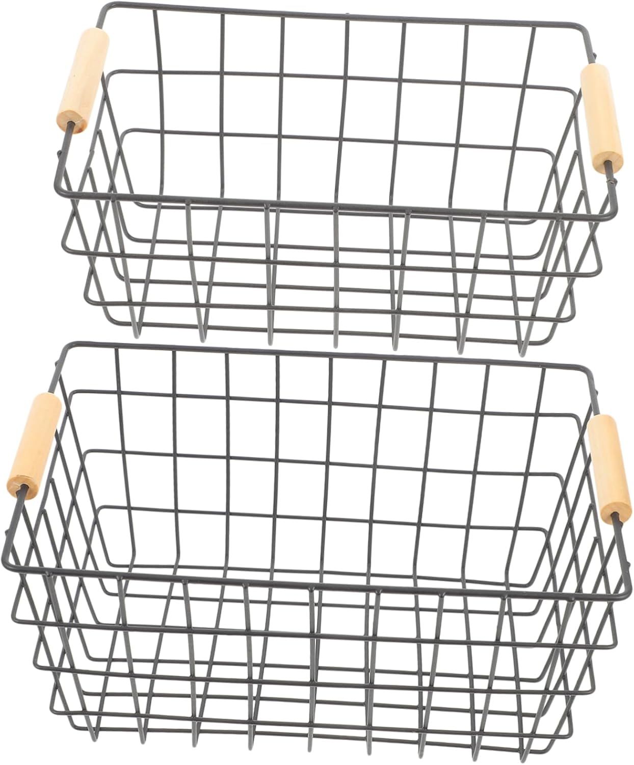 2pcs Metal Organizer Basket Large Small Storage Containers Stylish Iron Art for Snacks Toys and Sundries Random Colors for Home Organization