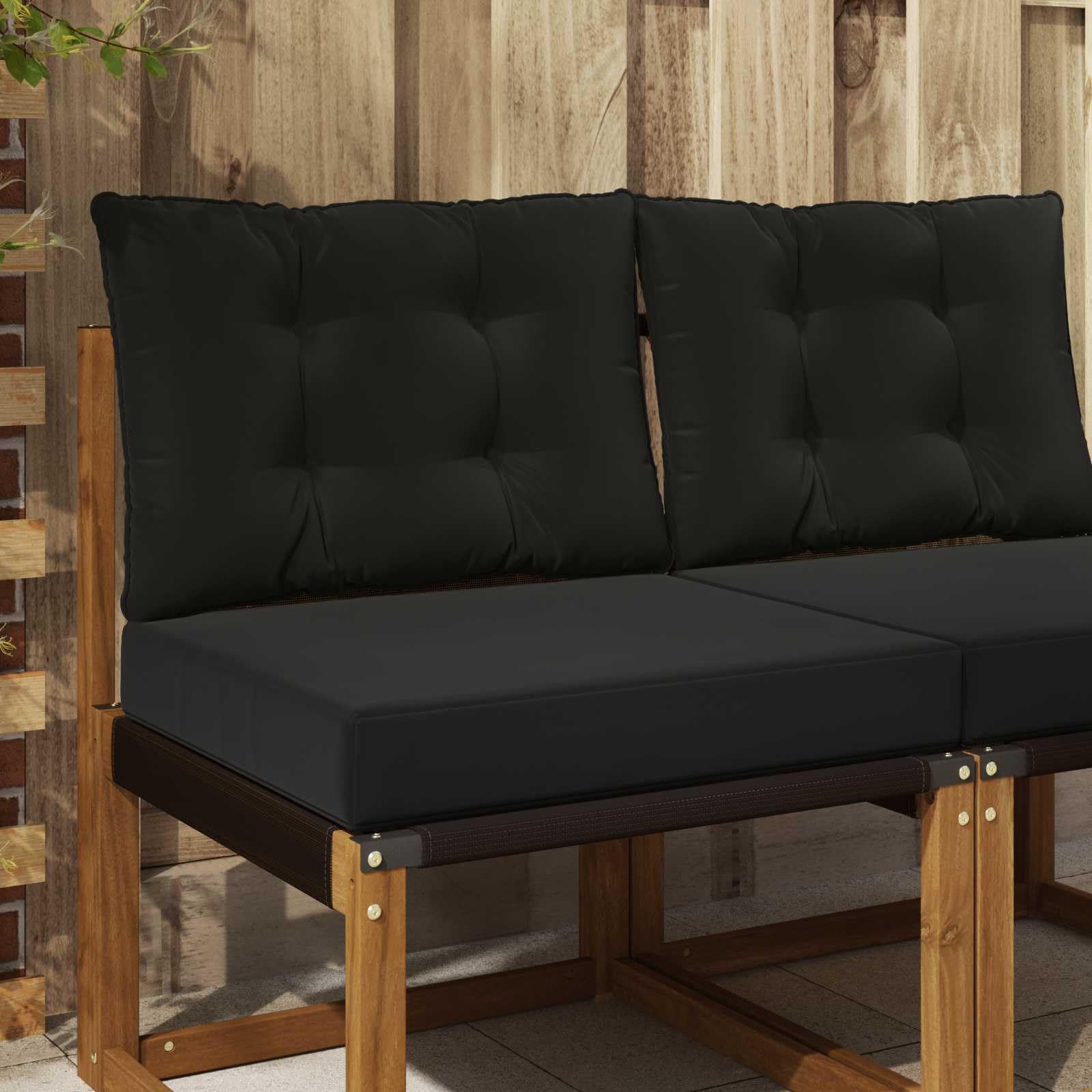 Coussins de canapé d'extérieur noir 60x50 et 60x40 cm lot de 2