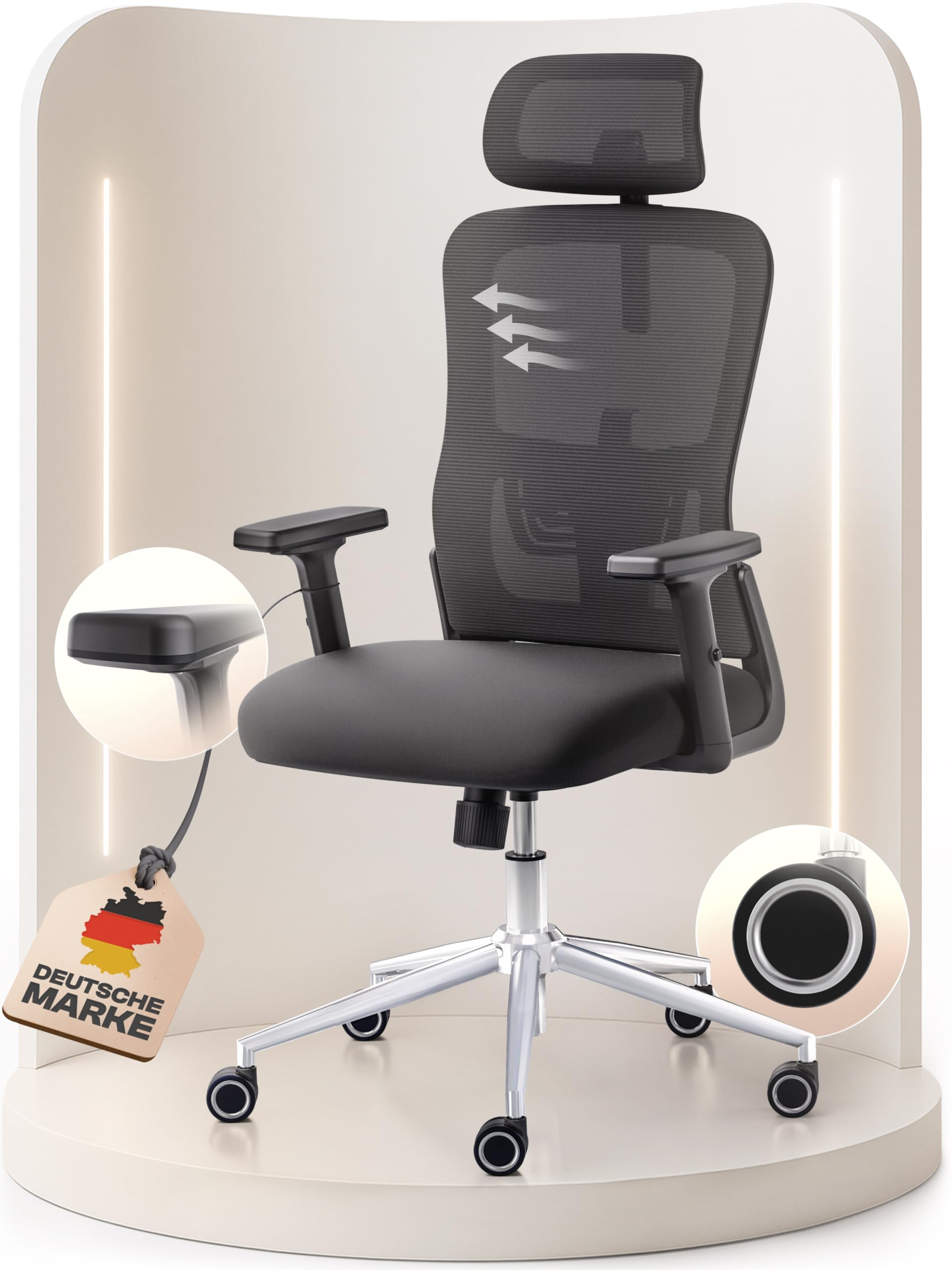 Galahad Bürostuhl Ergonomisch [VERGLEICHSIEGER] Drehstuhl 150kg | Schreibtischstuhl Ergonomisch | Komfortabler Gaming Stuhl | Bürostuhl Testsieger für höchsten Komfort und Ergonomie