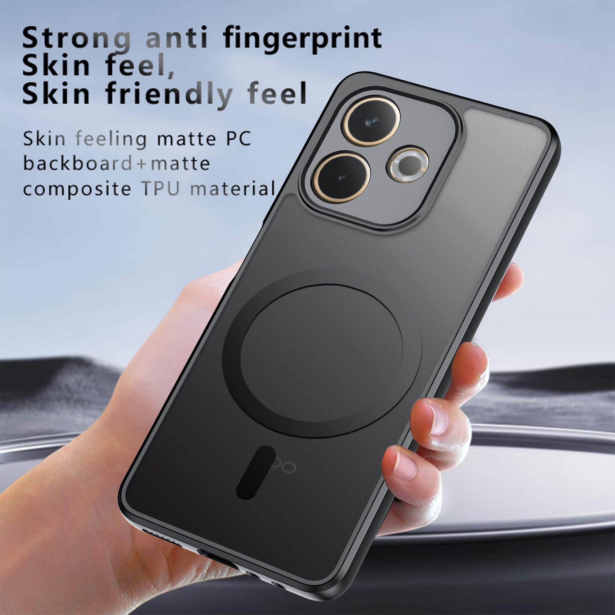Custodia Magnetica Per Oppo A57 4G, Cover Antiurto Con Retro Rigido Trasparente E Telaio TPU, Protezione Fotocamera