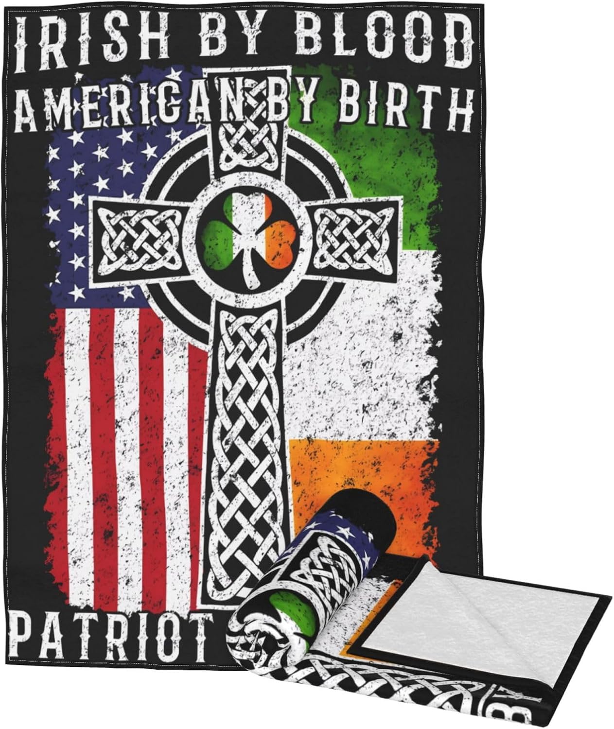 American Irish Cross Flag Ultra-Soft Micro Flannel Blanket Microfiber Throw Blankets All Seasons Warm Blanket for Bed Chair Couch Sofa Living Room Crib 60"X50"
