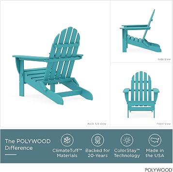 POLYWOOD AD5030AR Classic Folding Adirondack Chair, Height: 35.00 - Width: 29 - Depth: 35.00, Aruba