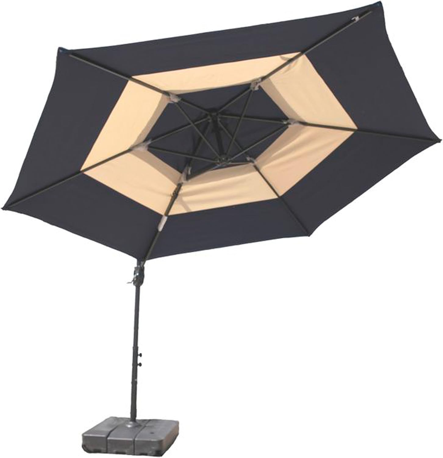 ATLeisure Offset 2Tone Umbrella with Base, 10Feet, Navy