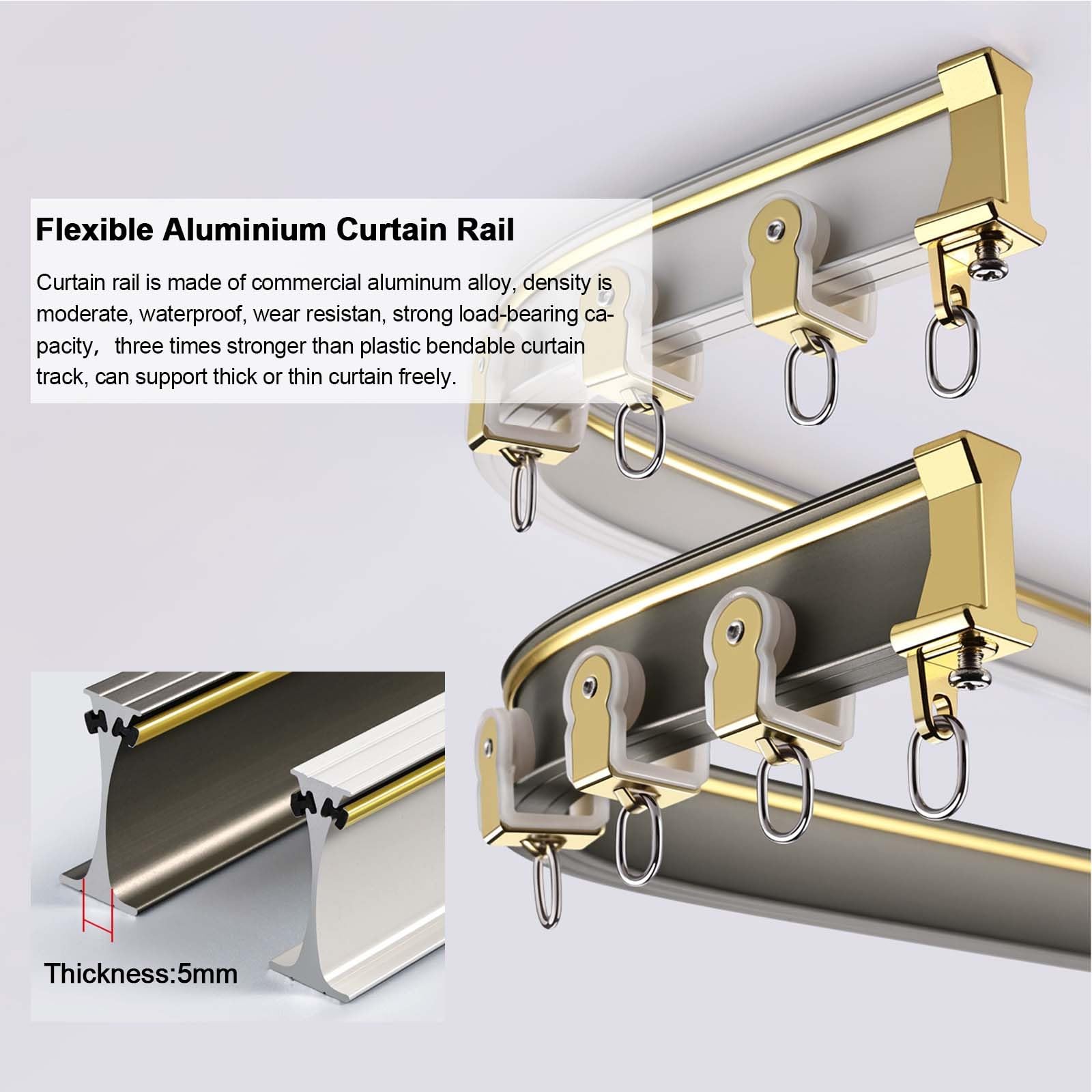 Heavy Duty Gordijnrails Plafond & Wandmontage Aluminium Rail Set met Rollen Dempen Flexibele Kamer Divider & Douche/Ziekenhuis Gordijn Track Systeem Heavy Duty Gordijnrails Plafond & Wandmontage Aluminium Rail Set met Rollen Dempen Flexibele Kamer Divider & Douche/Ziekenhuis Gordijn Track Systeem