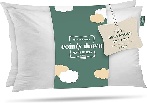 Relleno de almohada decorativa de 12 x 20 pulgadas, relleno de plumas y plumas de primera calidad, funda 100% algodón de 233 hilos, relleno de