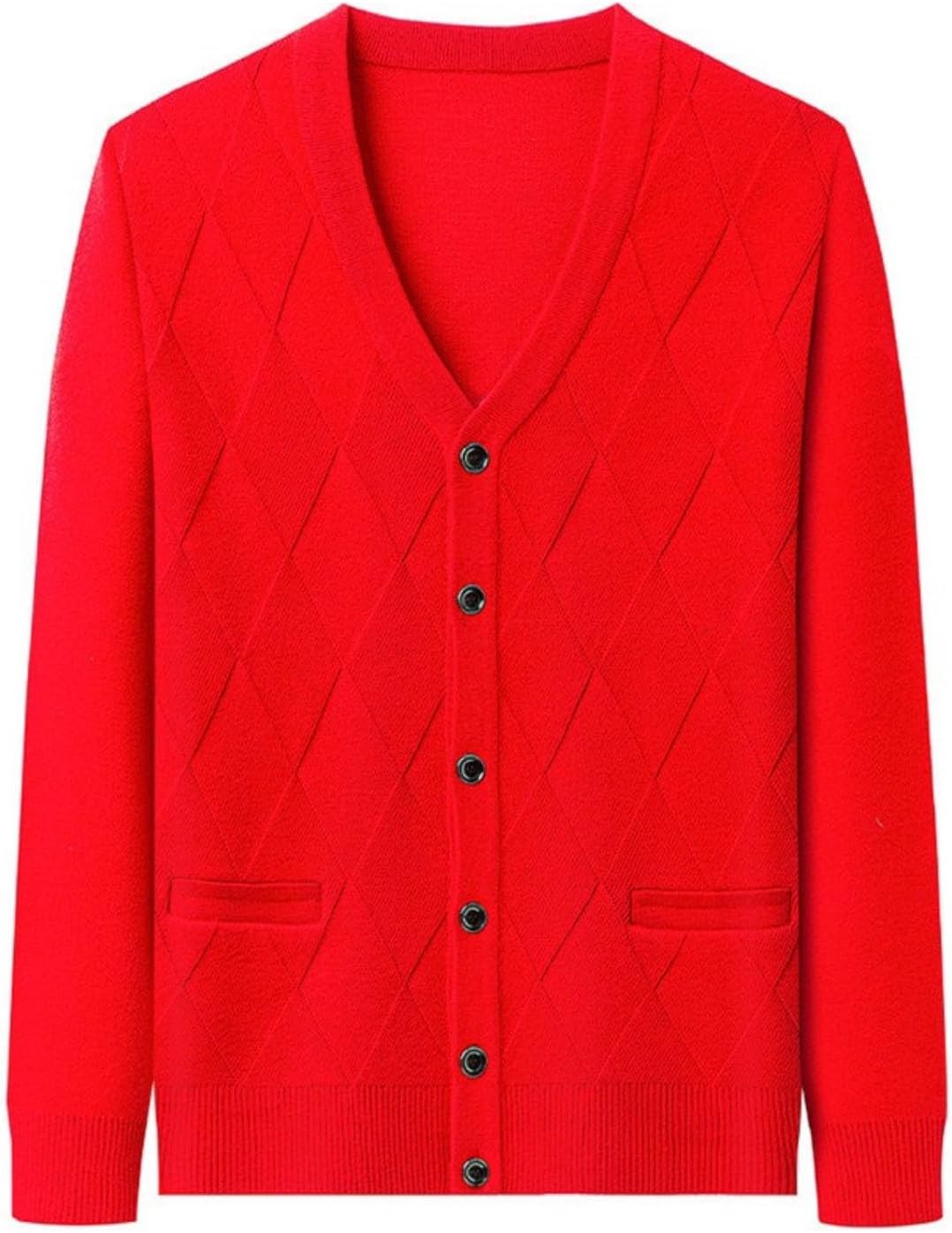 Men's Casual V-Neck Cardigan, Slim Fit Knitted Sweater for Daily Business Wear
