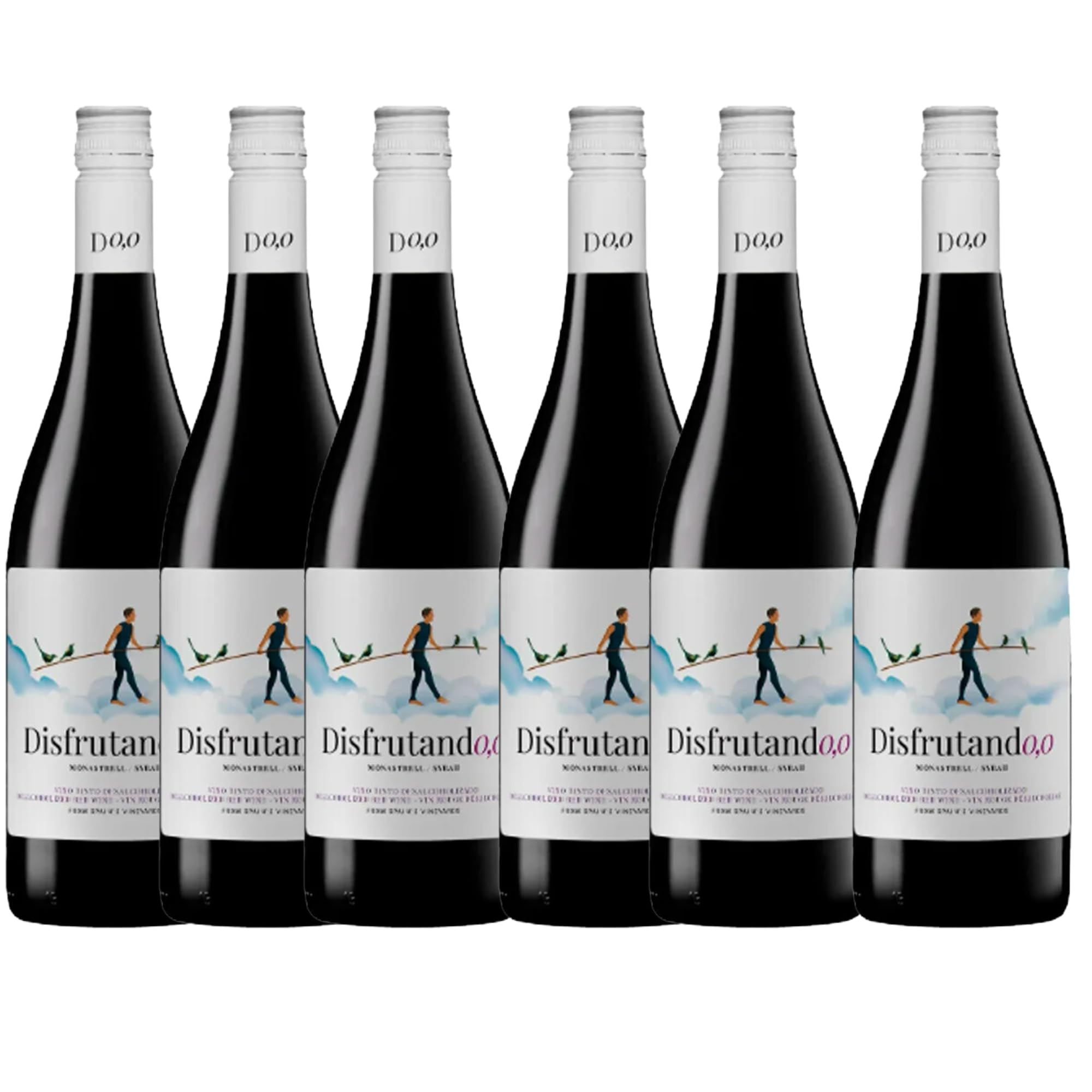 Disfrutando 0,0 Garnacha | Vino Tinto Sin Alcohol con Sabor Intenso y Elegante para Disfrutar en Cualquier Ocasión - Pack de 6 Botellas 75cl
