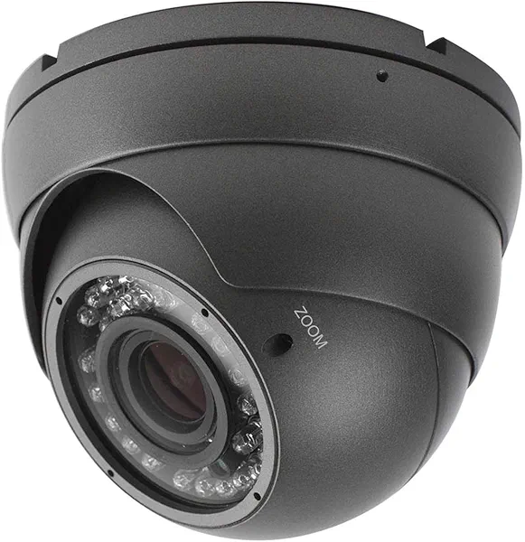 Analog CCTV Camera HD 1080P 4-in-1 (TVI/AHD/CVI/CVBS) Security Dome Camera Outdoor, 2.8mm-12mm Manual Focus/Zoom Varifocal Lens, Weatherproof Metal Housing 36 IR-LEDs Day & Night Monitoring (Grey)