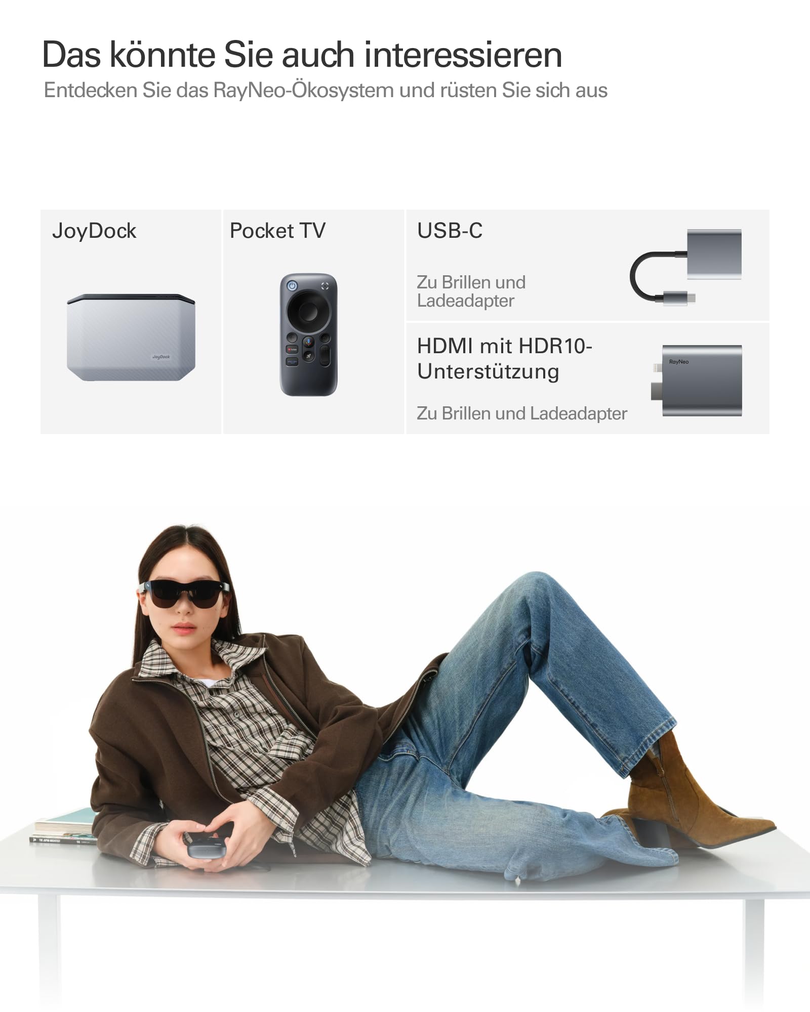RayNeo Air 4 Pro AR/XR-Brille, HDR10-Display, Vision 4000 Chip, 201 Zoll Virtuelles Kino, 3D-Filme & Gaming Brillen für iPhone 17,16,15/Android/Switch 2/Mac/Steam Deck/PS4/5