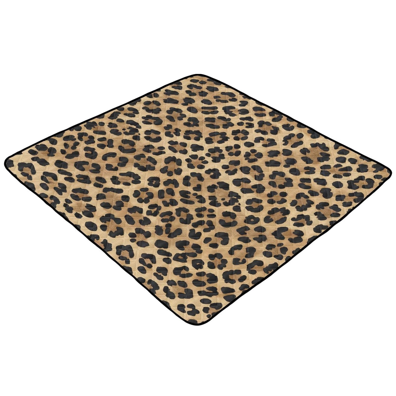 Classic Leopard Print Baby Play Mat for Floor 50" X 50" Foldable Waterproof Non-Slip Playmat for Baby Playpen Quilted Crawling Mats Game Rug