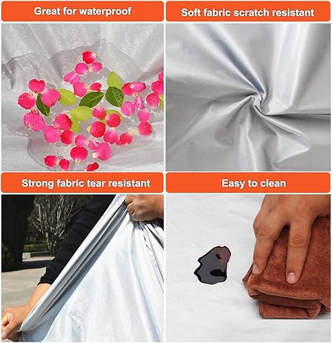 Miniatura 2 de Kayme Fundas de automóvil impermeables para todo tipo de clima, con cremallera, protección solar UV, lluvia, espejo de bolsillo, para sedán (160 a
