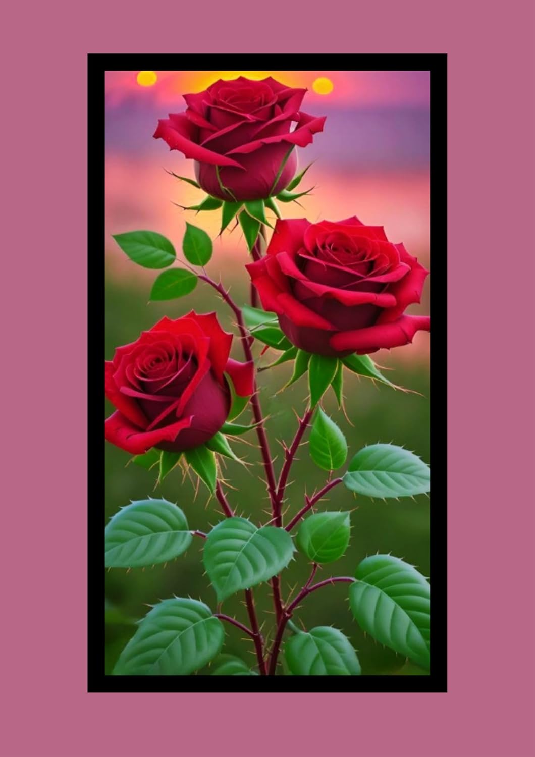 Red Roses Photo Frame, 12x18 inches, Black Frame with Acrylic Sheet