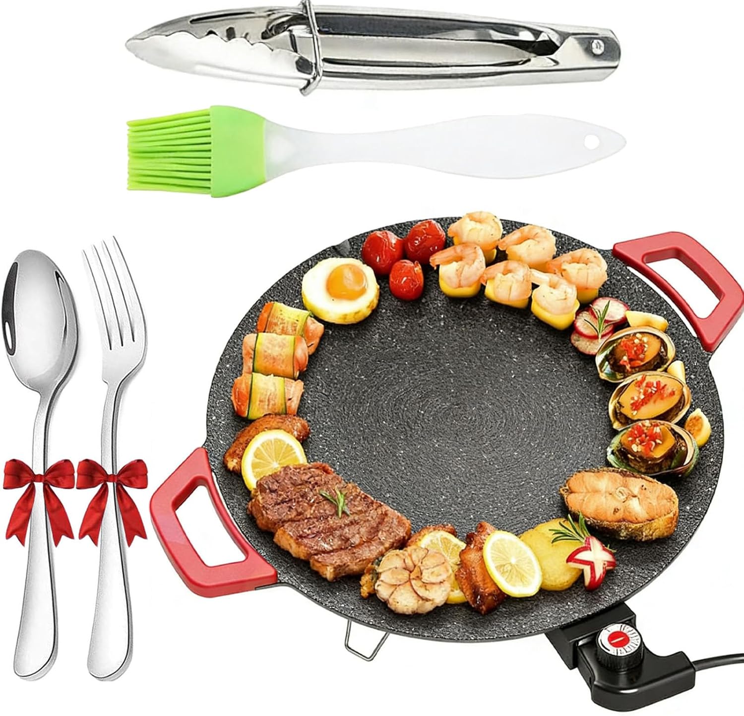 2026 Upgraded Indoor Smokeless Electric Griddle, Smokeless Indoor Electric Grill & Nonstick Griddle, Multi-functional Electric Griddle for Steaks (A)