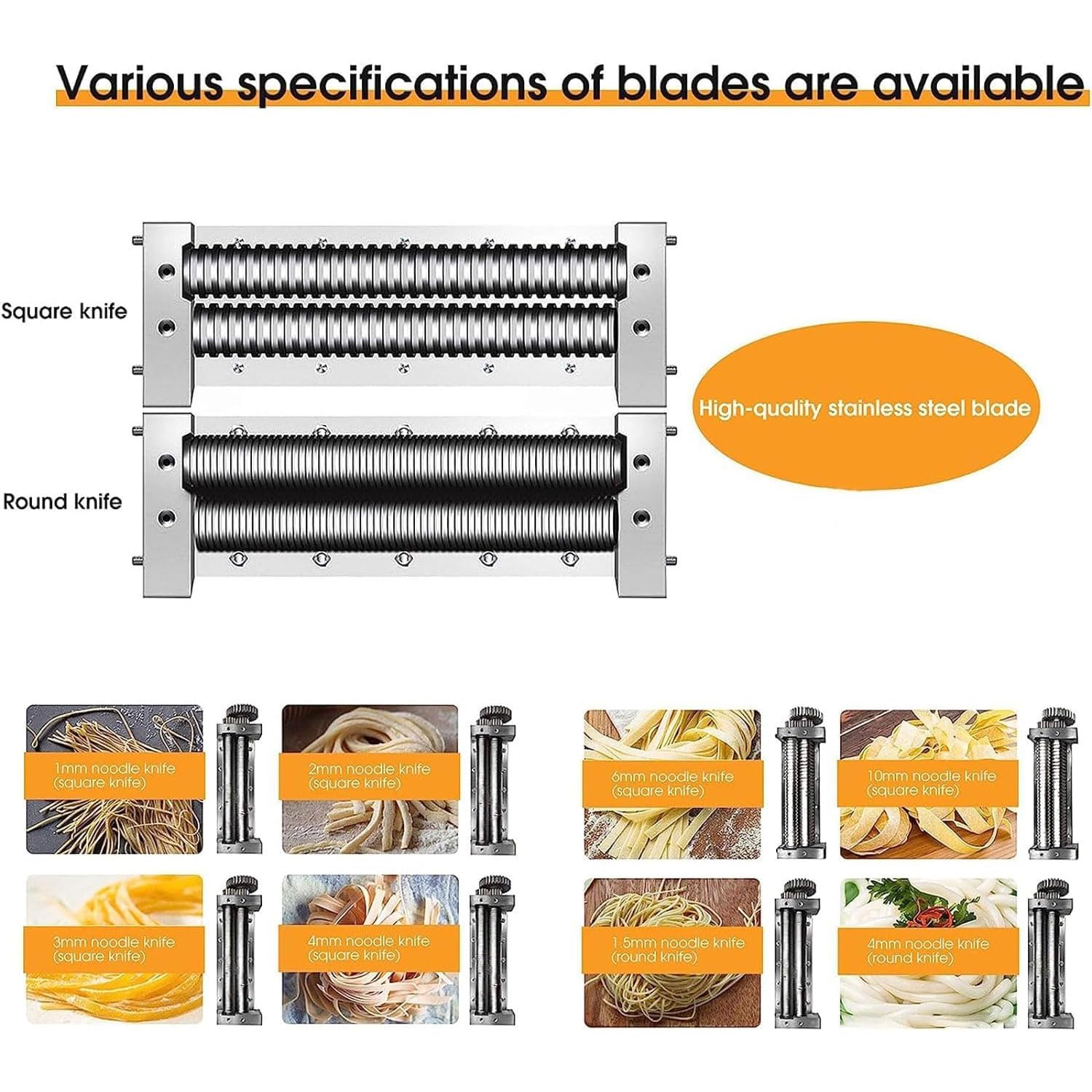 Fabricante De Fideos Comercial De 2200 W, Máquina De Pasta De Acero Inoxidable De 30 Kg/h Con Cuchillo De Molde De 1.5 Mm/2 Mm/3 Mm, Espesor Ajustable De 1-10 Mm, Personalizable, Para Restaurante