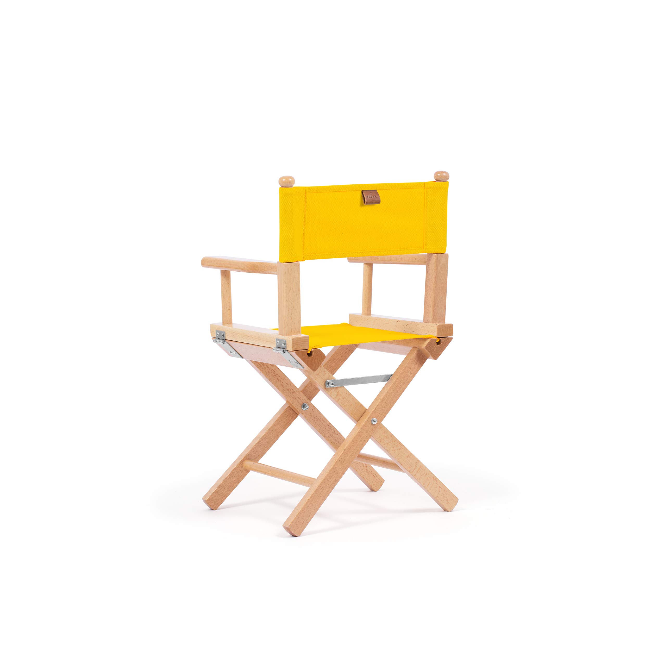 Telami - Sedia Regista Petit - Collezione Sole Mio - Pieghevole e Leggera - Giallo - Legno Tinto Naturale - Made in Italy - Mobili da Esterno - Alta qualità - Legno Massello di Faggio -56x36x28cm
