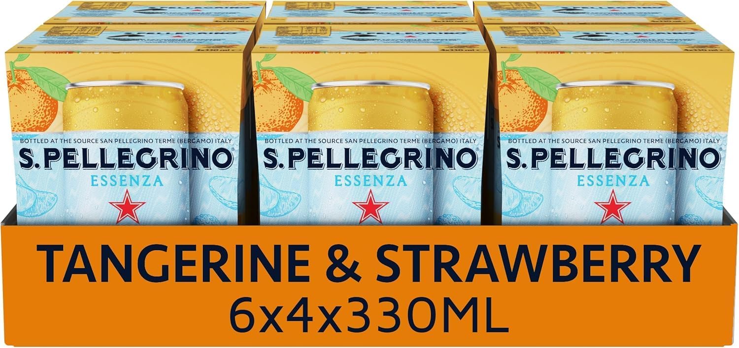 San Pellegrino Essenza Sparkling Water Tangerine & Strawberry Lightly Flavoured 24x330ml