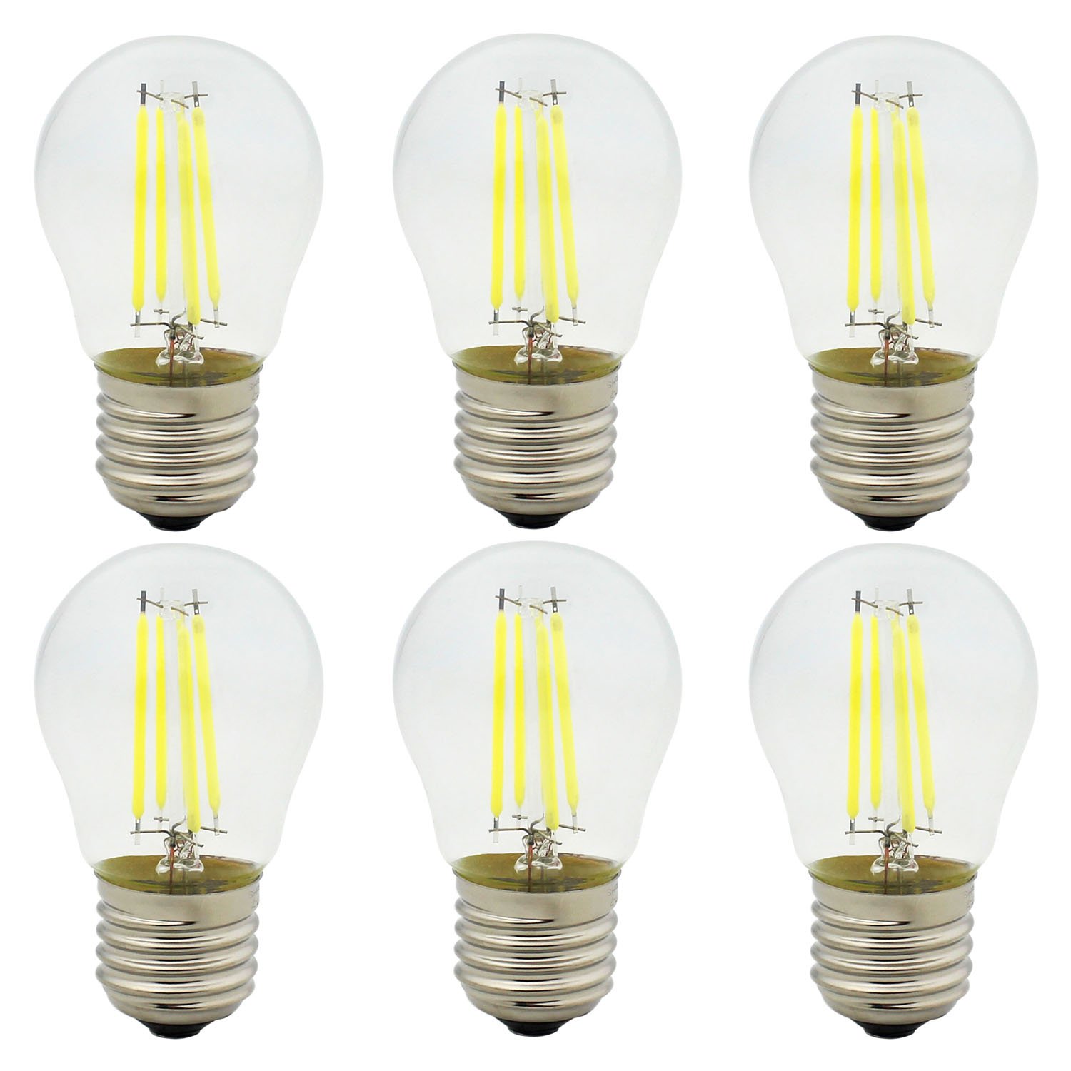 G45 E27 4W 300LM Retro LED Filament Light Bulb Edison Vintage Bulbs, Not Dimmable, 6000K Cool White, 30W Incandescent Equivalent, AC 220-240V, 6 Pack