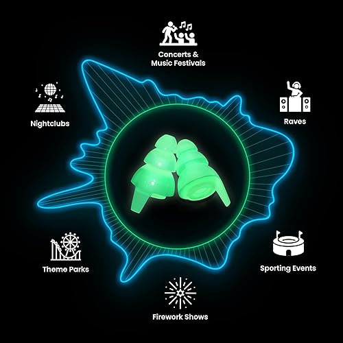 Miniatura 9 de Eargasm Afterglow - Tapones para los oídos de alta fidelidad, reutilizables, con reducción de ruido que brilla en la oscuridad, tapones para los