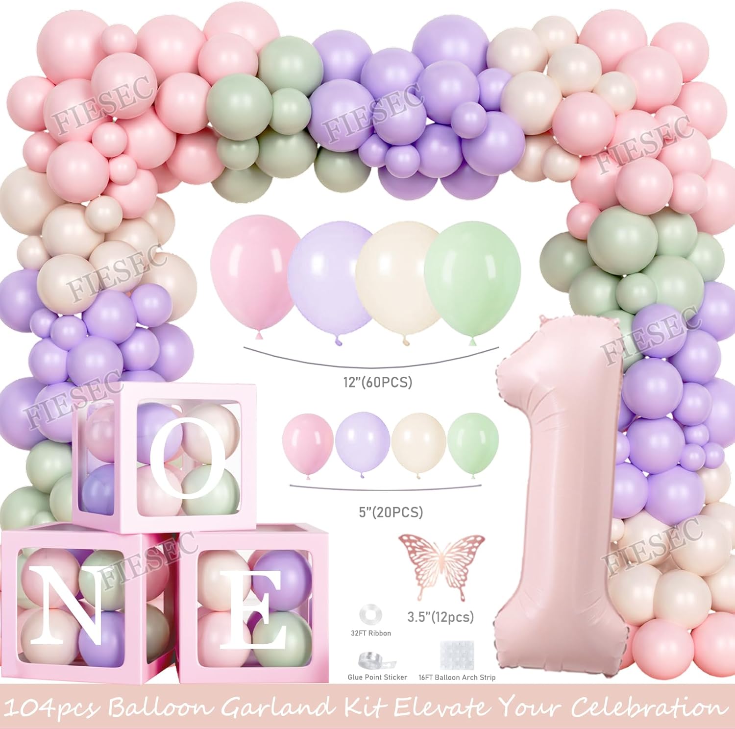 Fairy First Birthday Decorations, Flower Themed 1st Birthday Party Decorations for Girl, Our Little Fairy is Turning One Backdrop Banner Tablecloth for Floral Forest Garden One Year Old Girl