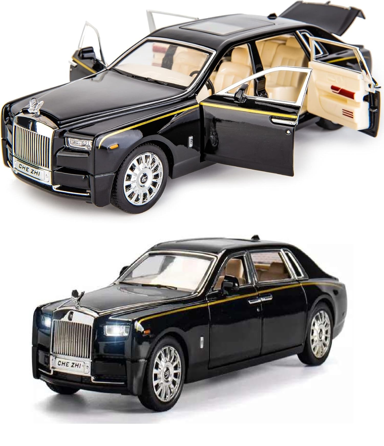 PRIME DEALSPRIME DEALS Rolls Royce Phantom Toy Die-cast Metal Model Car Pull Back car with Openable Doors with Sound and Light for Birthdays Gift Party Decorations Great for Kids Boys Girls ‎1:32 Scale