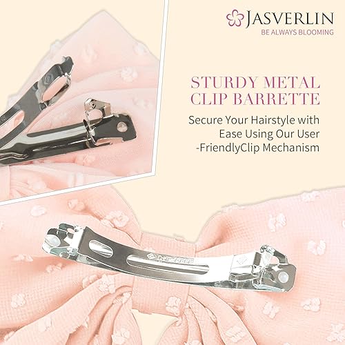 Miniatura 4 de Pinzas para el cabello para mujer, pasadores grandes de gasa, estilo francés, con cola larga, accesorios para el cabello para niñas, lazo de tela de