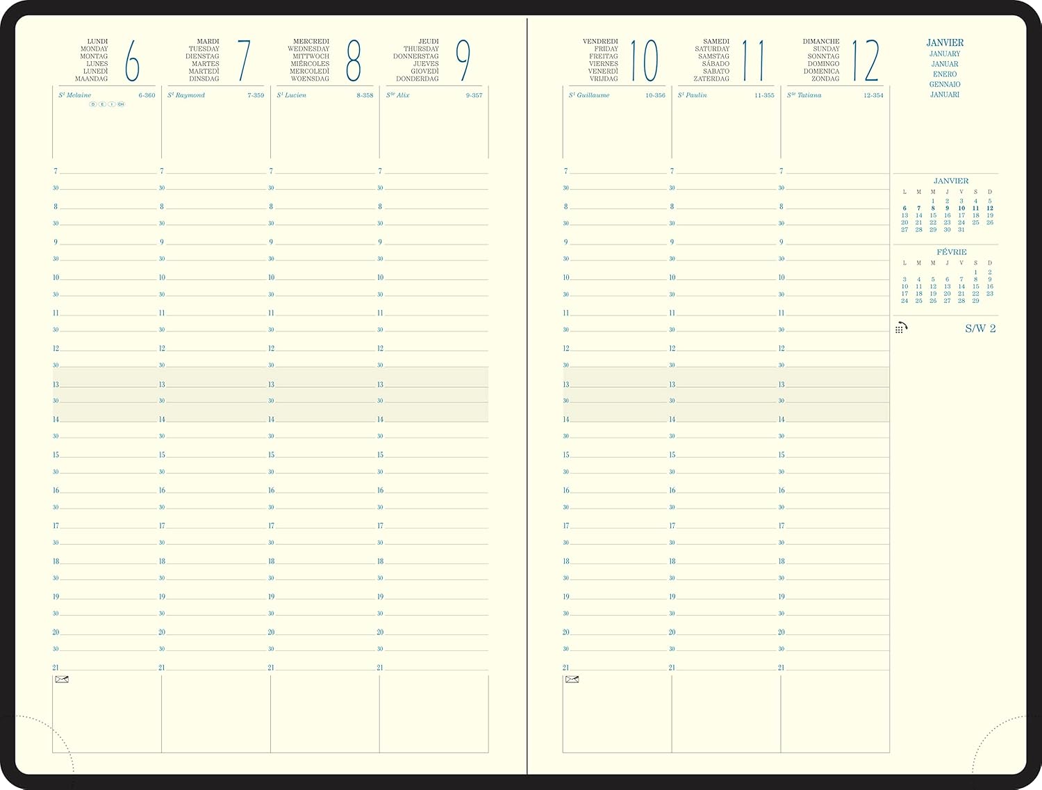 Exacompta - 24842E – Eurotime Desk Diary Refill 24-16 x 24 cm – Week to View January to December 2024
