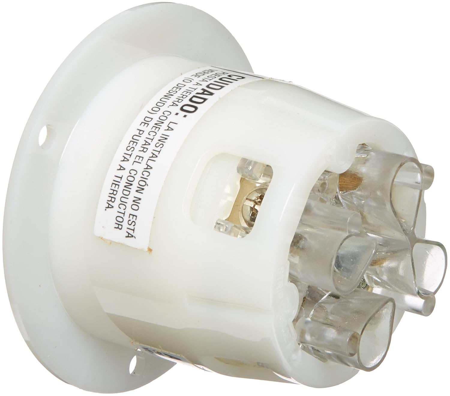 Locking Devices, Twist-Lock, Industrial, Flanged Inlet, 30A 125/250V, 3-Pole 4-Wire Grounding, L14-30R, Screw Terminal, White