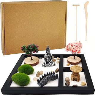 LuXianYS Zen Garden Kit,Mini Zen Garden Home Decoration, Fine Zen Sand,Mini Zen Garden Sand Rock Ornament, Office Desk Accessories, for Meditation, Relaxation and Gift