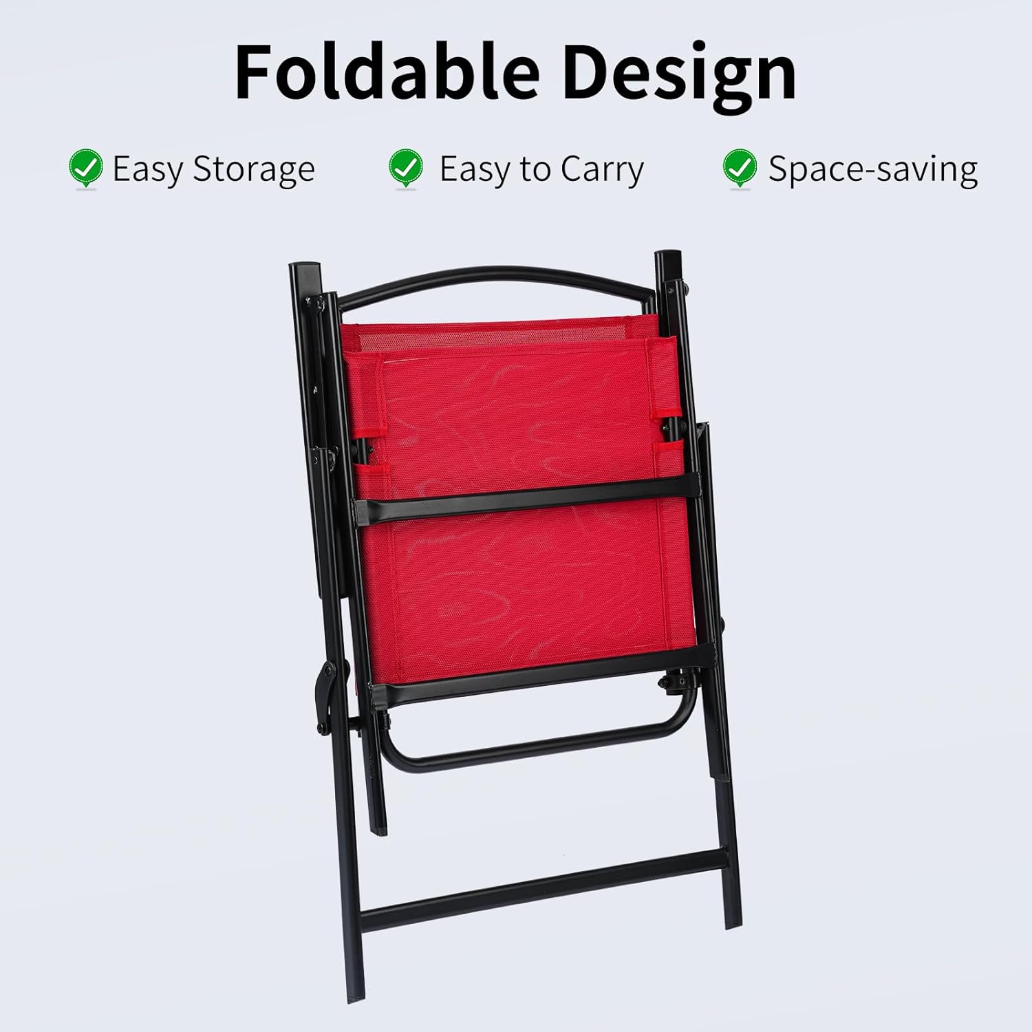 Outdoor Folding Patio Dining Chairs Set of 4 With Armrest Heavy-Duty Lightweight Protable Foldable Patio Sling Chair for Garden Lawn Poolside Backyard Deck Bistro Balcony Sillas Furnitures(4, red)