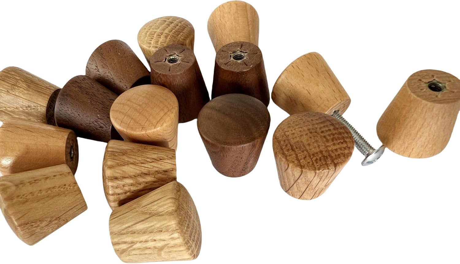 Furniture Drawer Handles 8 Pack Cabinet Wooden Pulls Tapered Knobs with Screws Suitable for Cabinets Wardrobes and Dresser Drawers(Walnut,24 * 28mm)