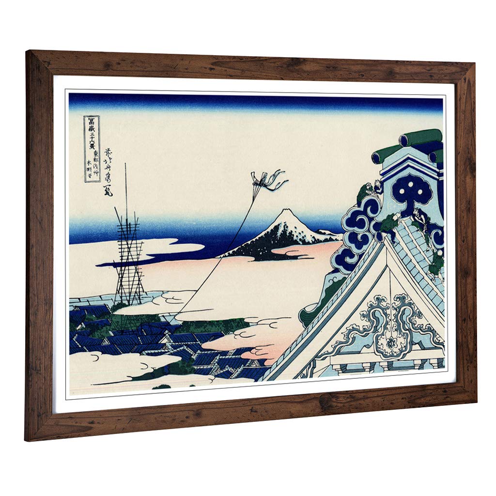 Big Box Art Framed Print of Hokusai Japanese Oriental Asakusa Design | Wall Art Picture | Home Decor for Kitchen, Living Room, Bedroom, Hallway, Walnut, A2 / 24.5x18 Inch / 62x45cm