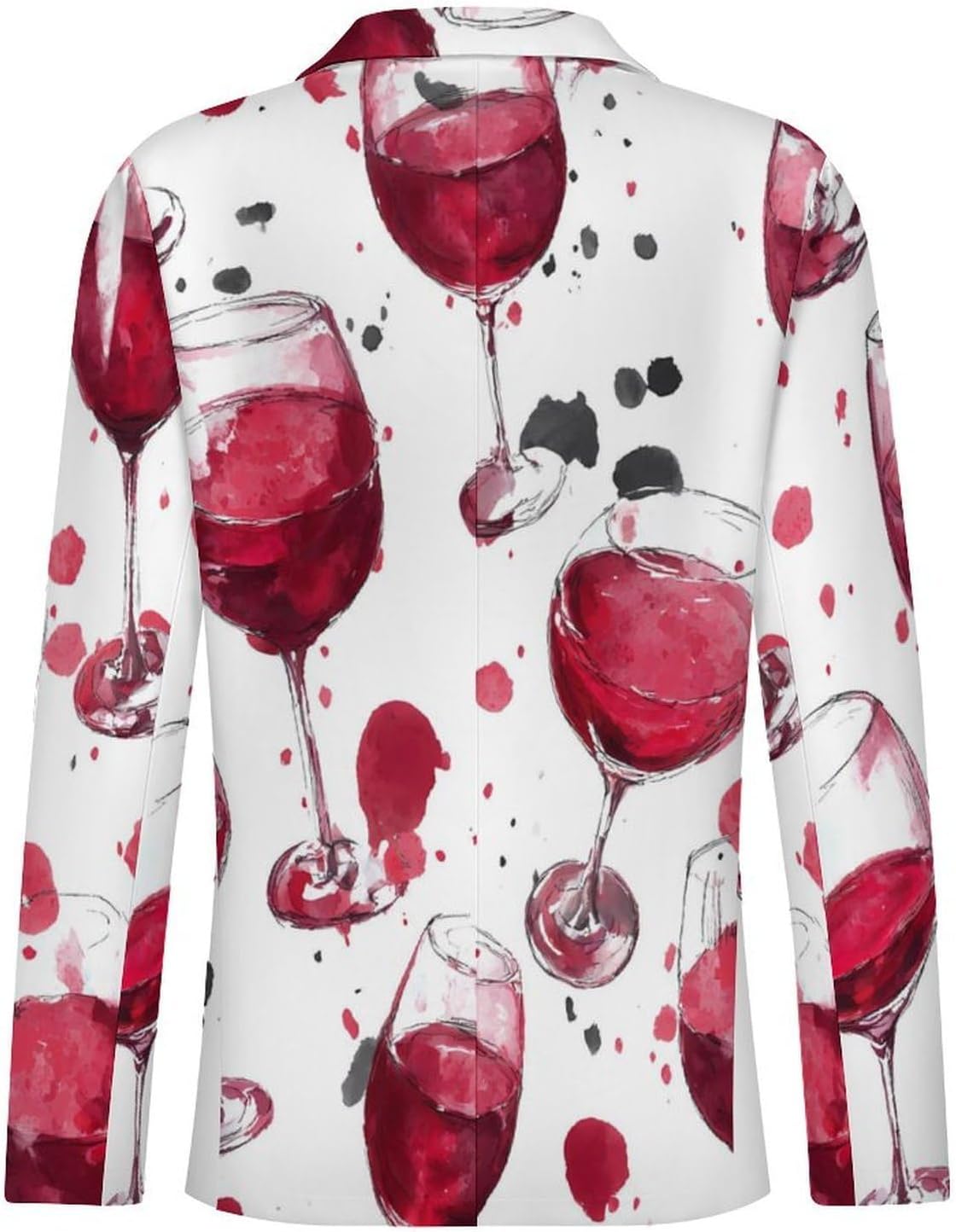 Watercolor Wine Glasses Mens Blazer Two Button Suit Jacket 6XL