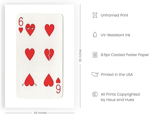 Miniatura 2 de HAUS AND HUES Arte de pared de corazón, bonito póster con estampado de corazón, decoración temática retro (24 x 36 pulgadas sin marco)