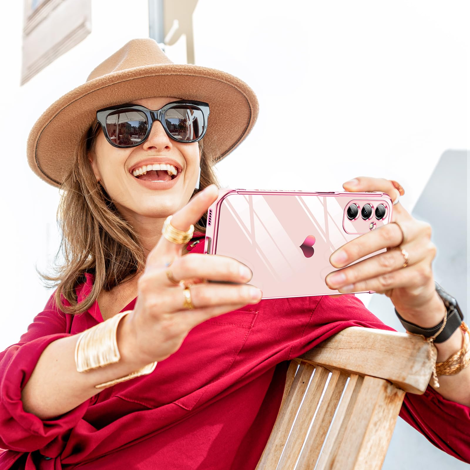 LeYi for Galaxy A14-5G Phone Case: Screen Protector [2 Pcs]+ Full Camera Lens Protection, Love Heart Plating Girly Luxury Shockproof Cell Cover Basic funda para Samsung Galaxy A 14, Pink