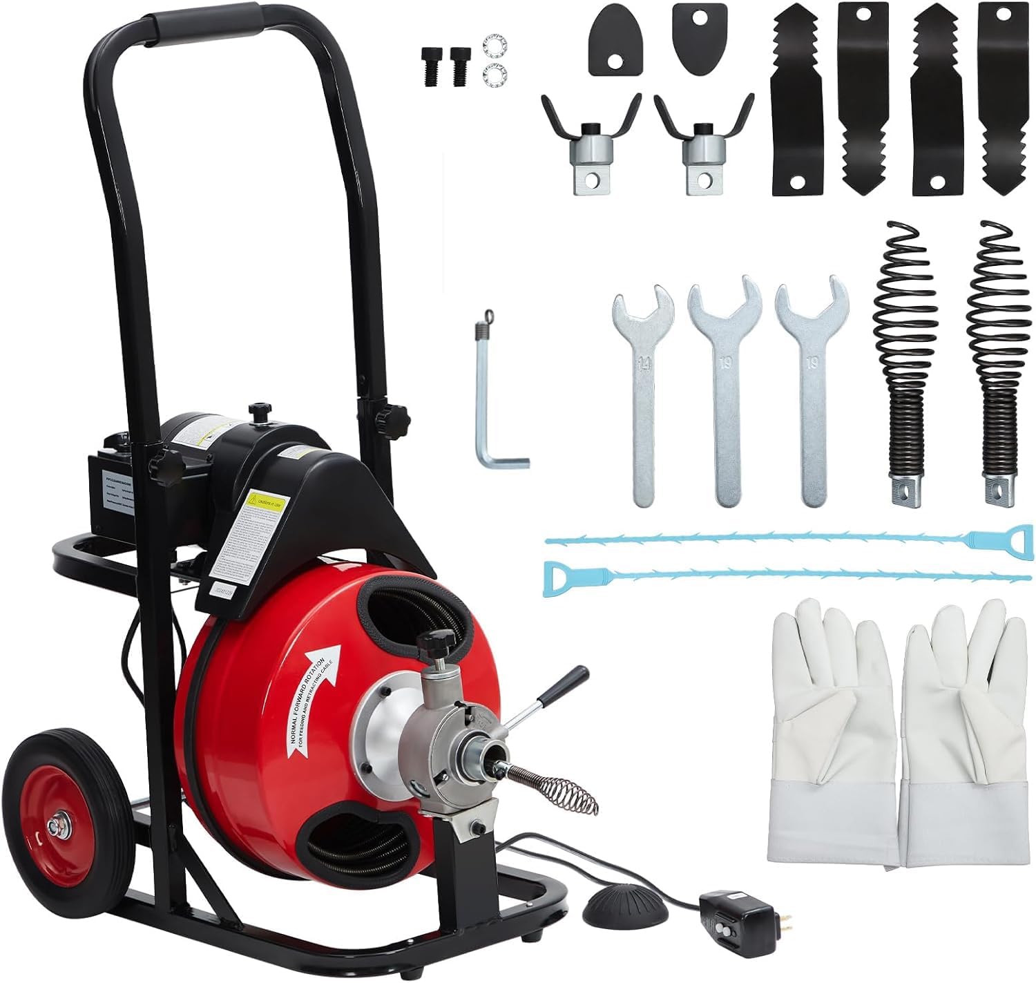 Photo 1 of ****CLEANING MACHINE ONLY**** 100 ft x 1/2 Inch Auto-Feed Drain Cleaner Machine, 370W Portable Sewer Snake Auger with 8 Interchangeable Cutters & Foot Pedal, Fits 1-4 Inch Pipes – Heavy Duty Electric Drain Cleaning Tool