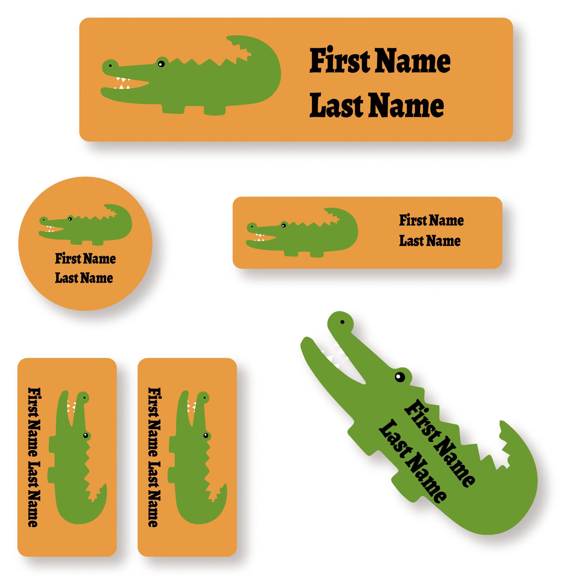 117 Stick On Washable Name Labels for Kids - Personalised Name Tags for Clothes, Custom No-Iron Clothing Stickers for Daycare, School Supplies, Waterproof Name Tags (Orange)