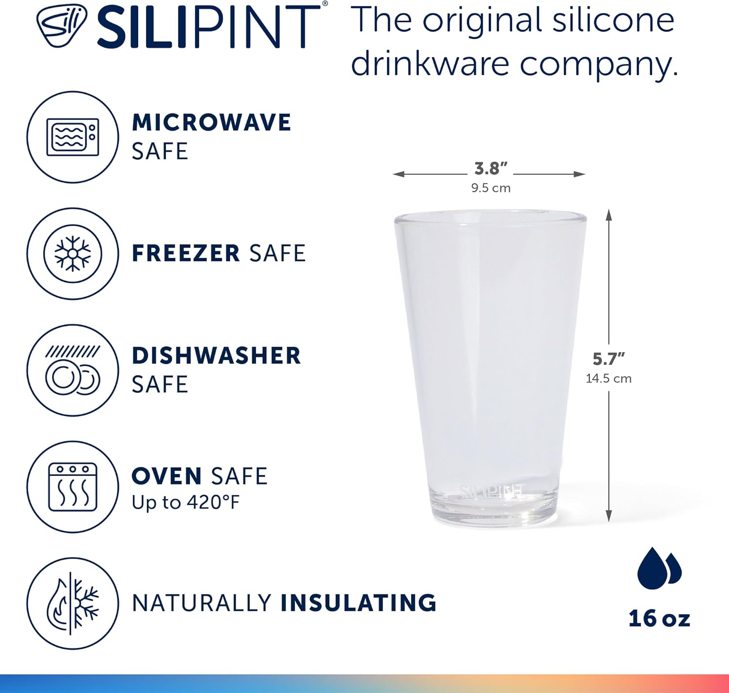 Silipint 16oz Personalized Silicone Pint Glass (H) - Unbreakable BPA-Free Cup, Microwave & Freezer Safe, Custom Monogram Drinking Glass Gift for Him, Valentine’s Day, Birthday & Anniversary