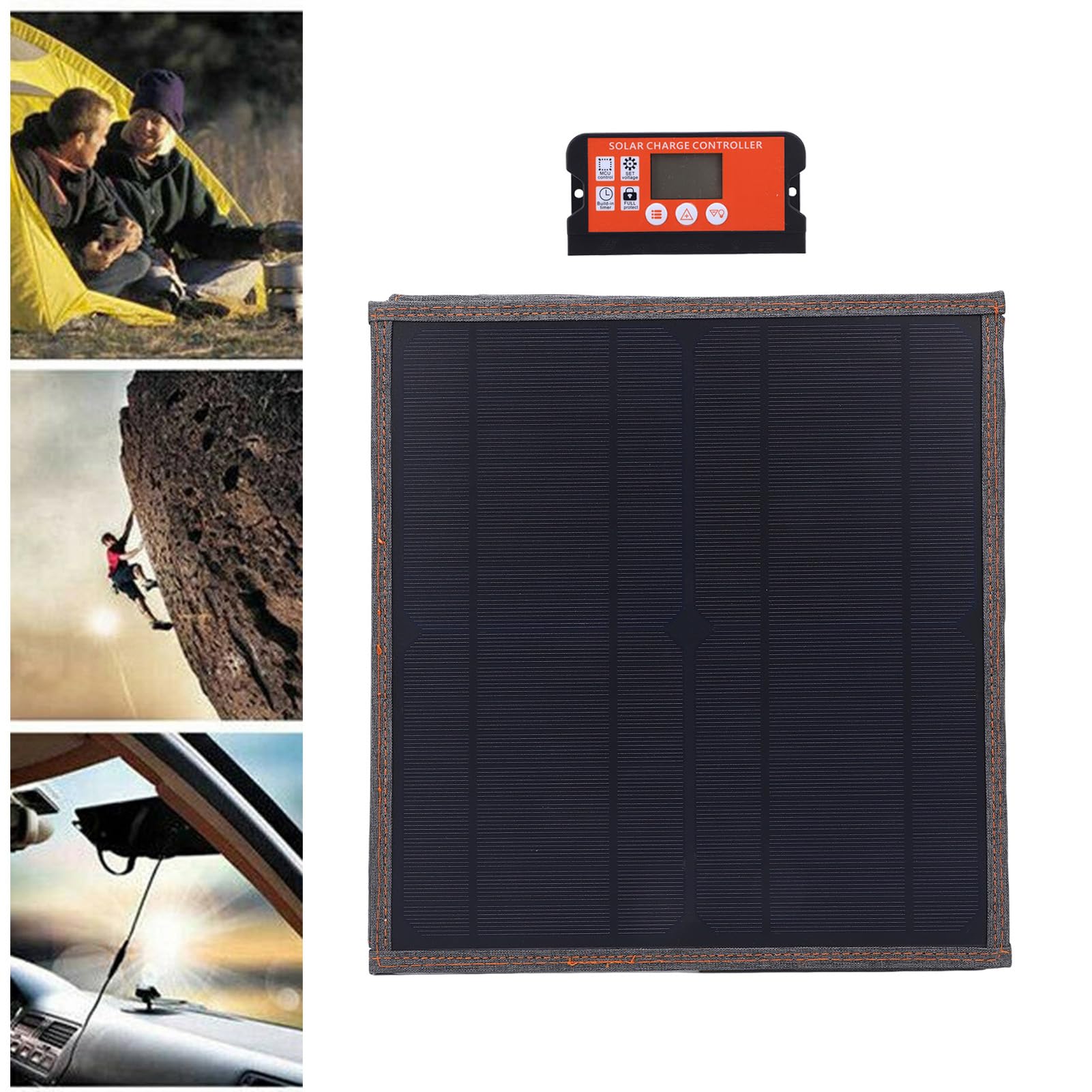 Przenośny Panel Słoneczny, Krzem Monokrystaliczny o Mocy 15 W, Składany, Odporny na Warunki Atmosferyczne, Przenośny Panel Słoneczny. Zestaw Przenośnego Panelu Słonecznego o Mocy 15 W ze