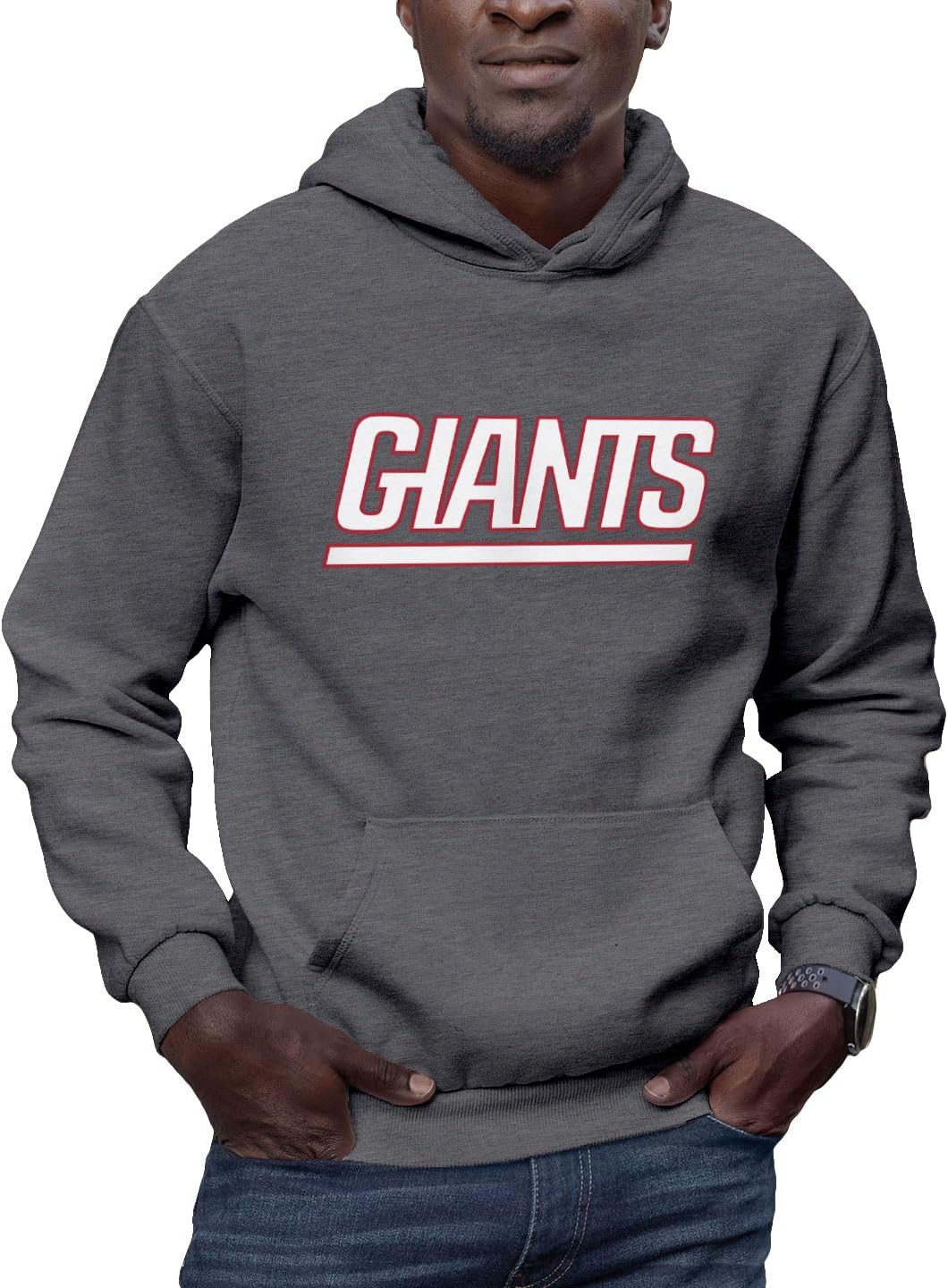 Hybrid Sports NFL - New York Giants - Core Logo - Men's and Women's Pullover Hooded Fleece Sweatshirt - Size Small - New York Giants - Heather Charcoal