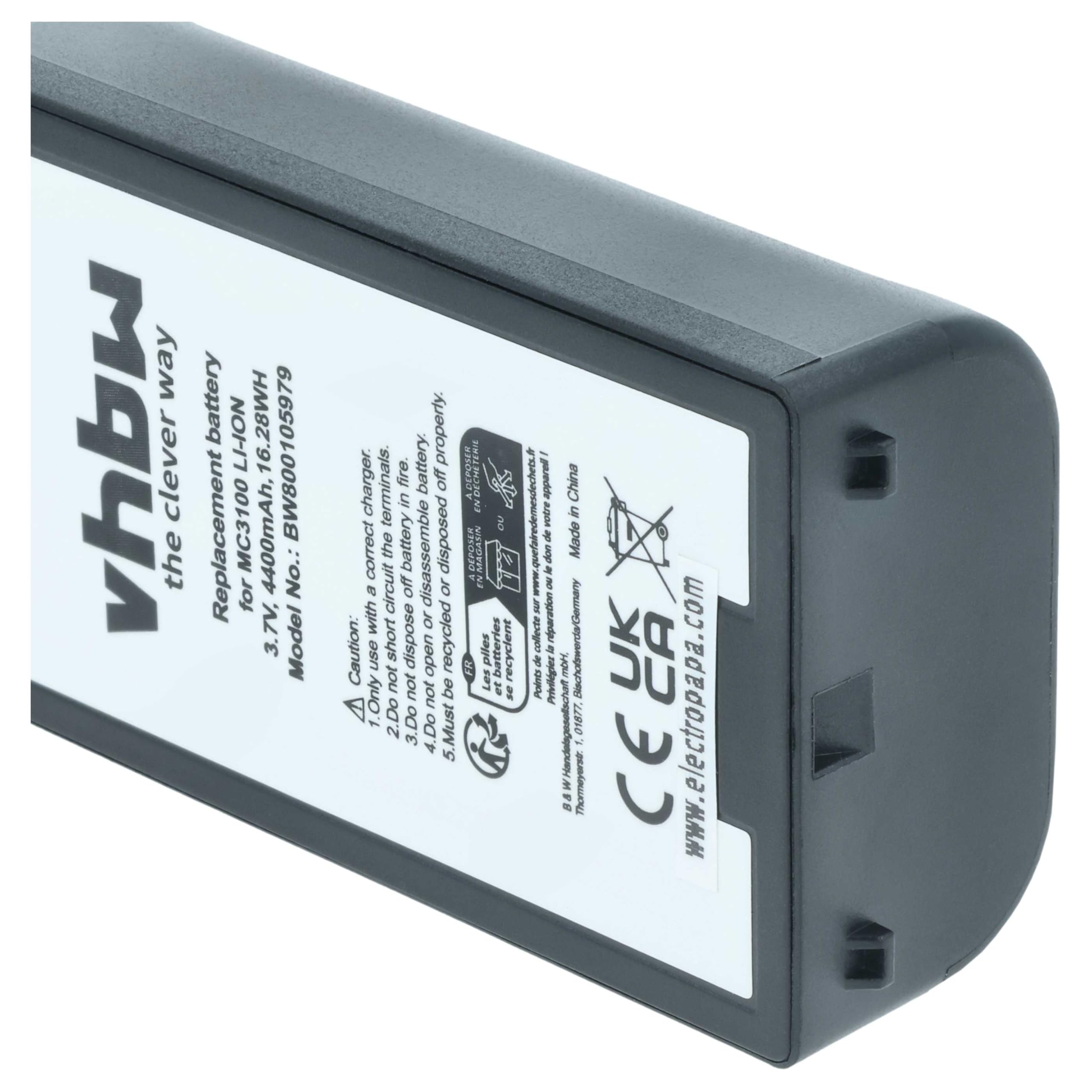 vhbw 2 x wymienna bateria do symbolu 82-127909-02, BTRY-MC31KAB02, BTRY-MC31KAB02-50 do skanera kodów kreskowych POS (4400mAh, 3,7V, Li-ION)